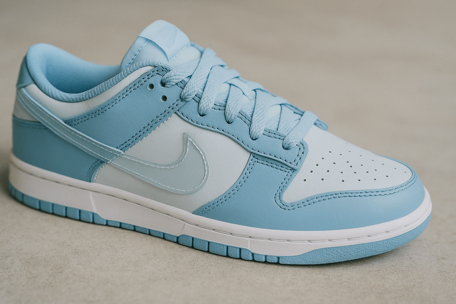 Light blue Nike Dunk sneakers showcasing stylish design for the Bonehead Pro-Creations shoe collection.