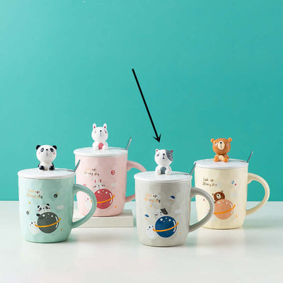 Colorful animal cartoon mugs with cute lids, perfect for household use, designed for kids and adults.
