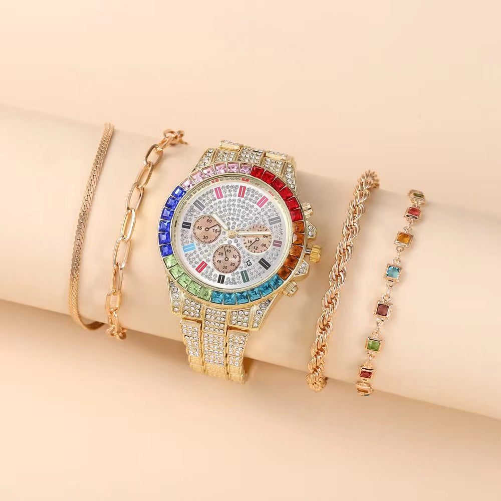 Stylish ladies’ full diamond quartz watch
