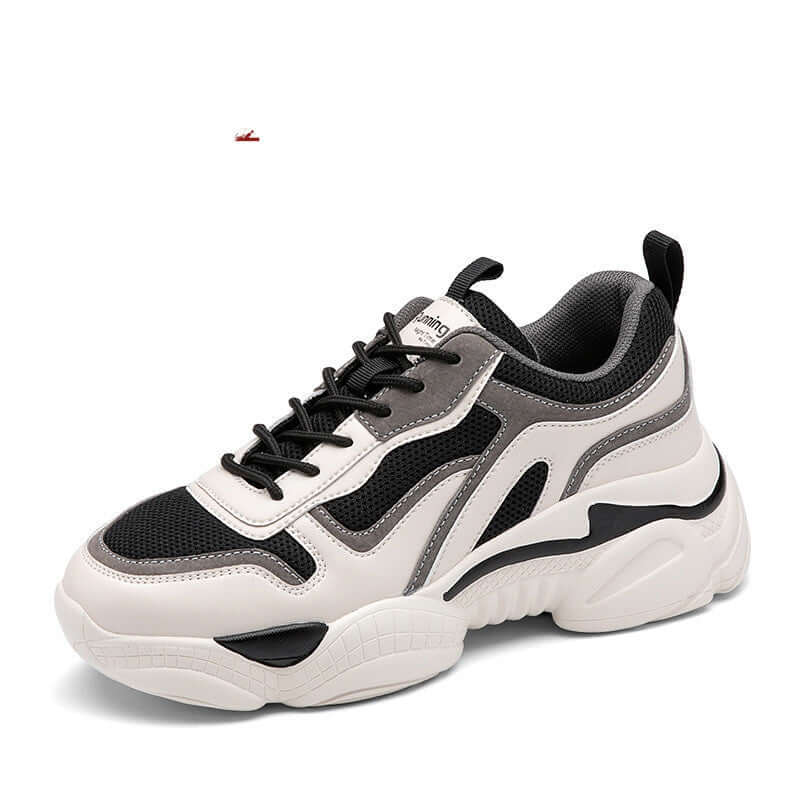 BONEHEAD PRO-CREATIONS breathable black and white sneakers with thick sole and mesh upper, perfect for casual style.