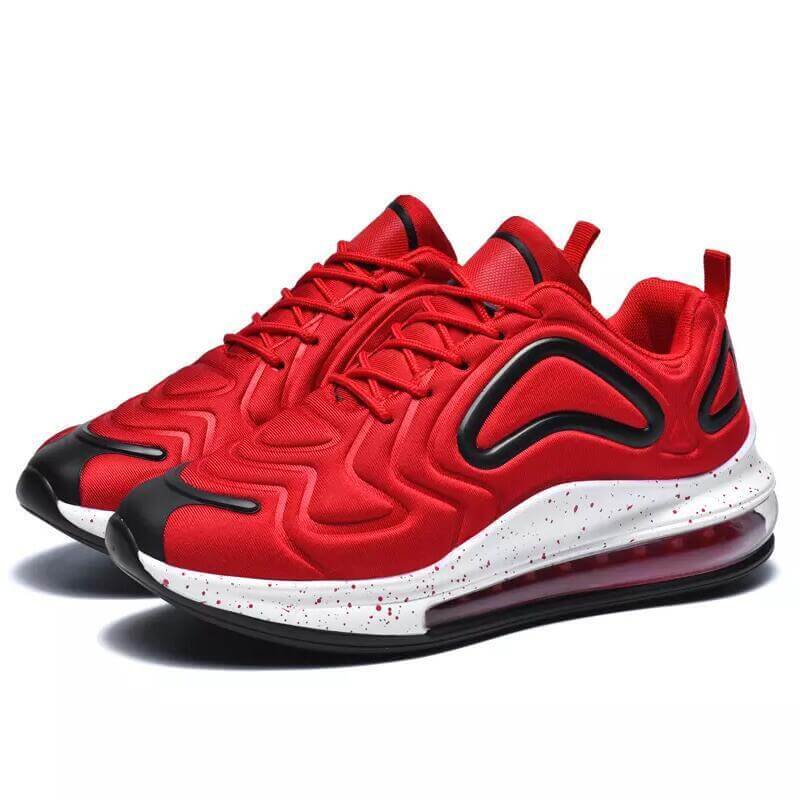 Bold red sports shoes by BONEHEAD PRO-CREATIONS, designed for lovers of athletic footwear and style.