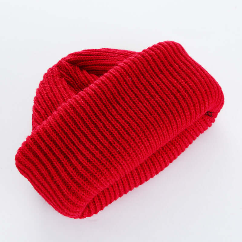 Men's and women's wool knit cap in vibrant red from BONEHEAD PRO-CREATIONS, perfect for curling fashion.