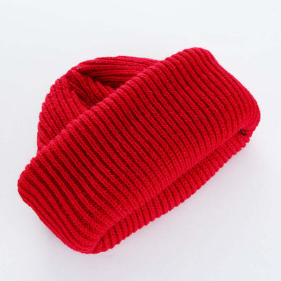 Men's and women's wool knit cap in vibrant red from BONEHEAD PRO-CREATIONS, perfect for curling fashion.