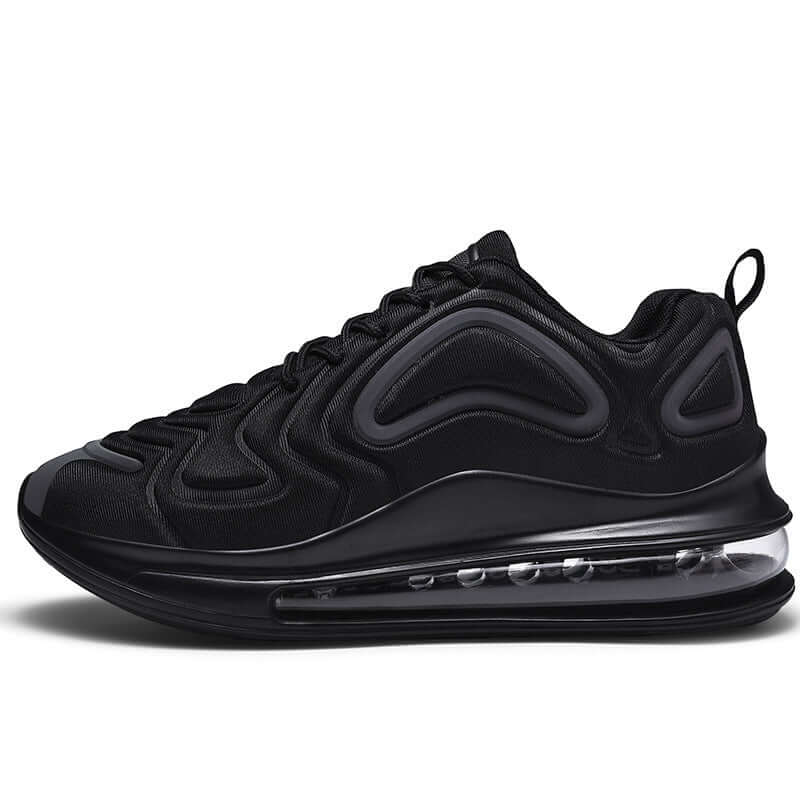 Black sports shoes by BONEHEAD PRO-CREATIONS designed for comfort and style, perfect for sports lovers.