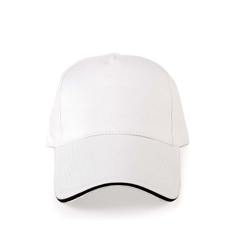 White custom embroidery baseball cap for men and women, suitable for DIY projects and team advertising.