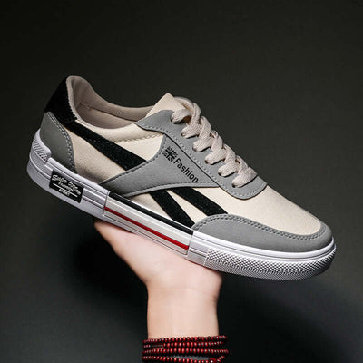 BONEHEAD PRO-CREATIONS Men's casual canvas sneakers in grey, stylish and comfortable for everyday wear.