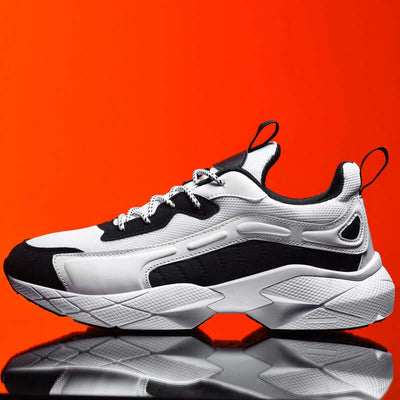 BONEHEAD PRO-CREATIONS breathable men's casual sports shoes in black and white, perfect for running and everyday wear.