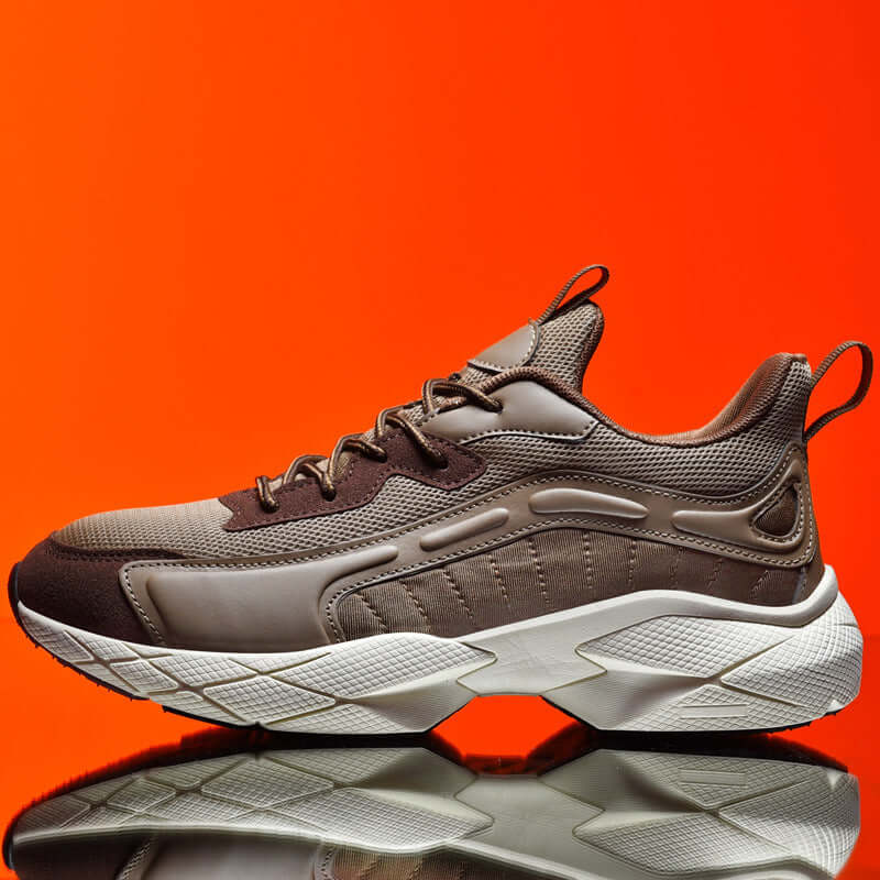 New Breathable Men's Sports Running Shoes in brown with stylish design, ideal for casual wear, by BONEHEAD PRO-CREATIONS.