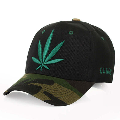 Simple Green Maple Leaf Hemp Leaf Cap for Men and Women, Cotton Baseball Cap by BONEHEAD PRO-CREATIONS.