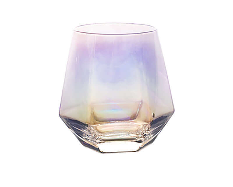 Large capacity glass water cup set with colorful iridescent finish, perfect for stylish hydration.