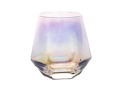 Large capacity glass water cup set with colorful iridescent finish, perfect for stylish hydration.