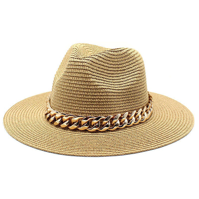 Summer casual black khaki hat with chain detail by BONEHEAD PRO-CREATIONS, perfect for beach and outdoor activities.
