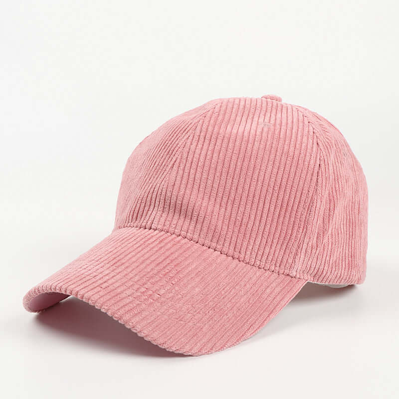 All-match pure corduroy baseball cap in pink for men and women by BONEHEAD PRO-CREATIONS, adjustable and breathable.