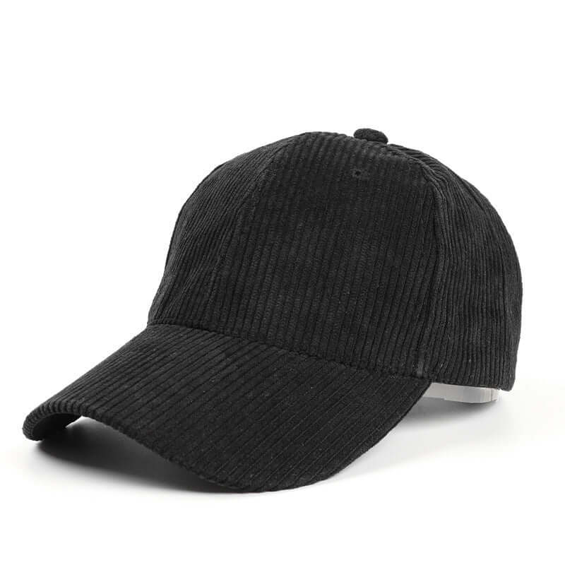 All-match black corduroy baseball cap for men and women by BONEHEAD PRO-CREATIONS, suitable for autumn and winter.