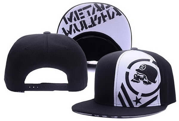 Hip Hop style adjustable baseball caps for men and women in black and white cotton with stylish graphics.