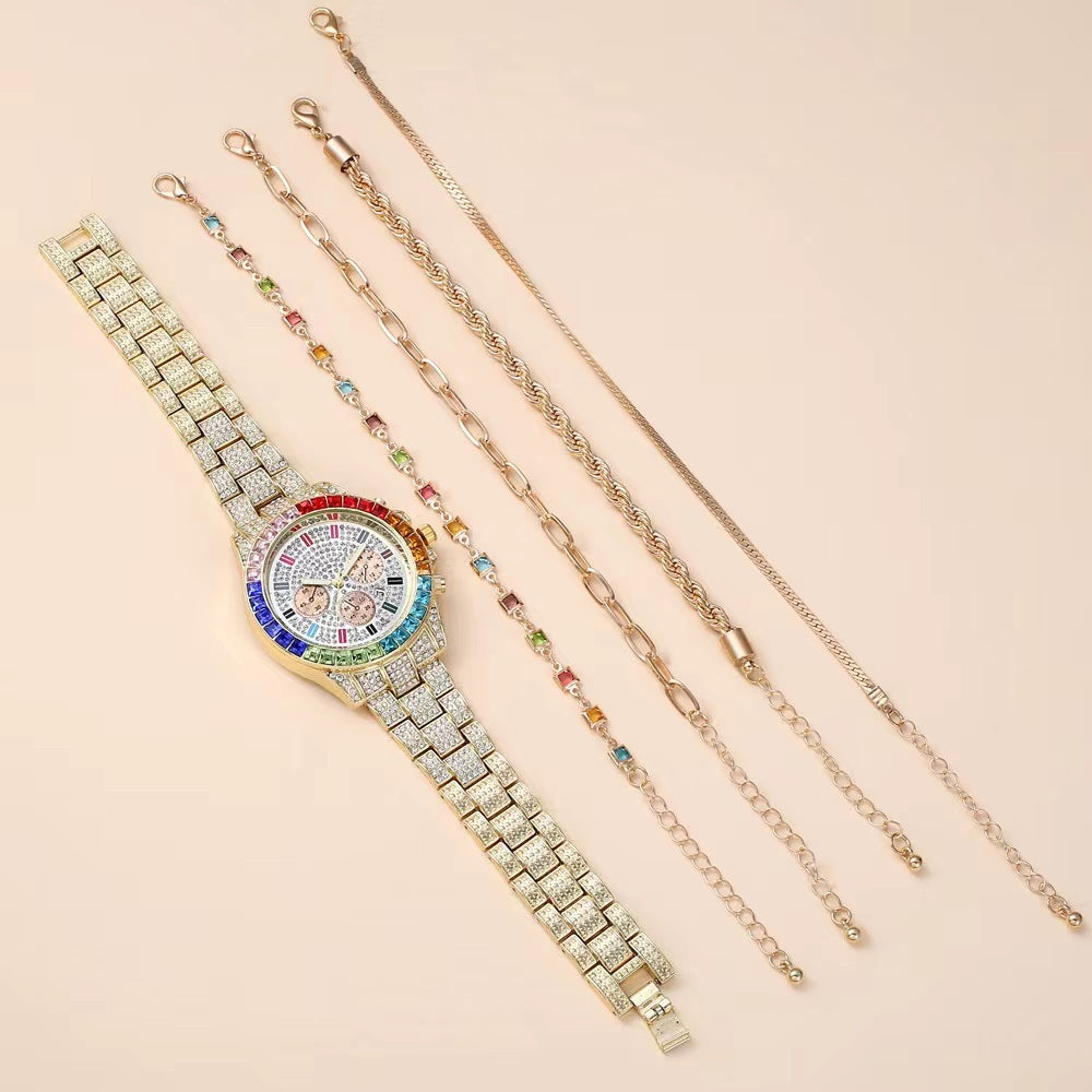 Luxury ladies’ diamond calendar wristwatch