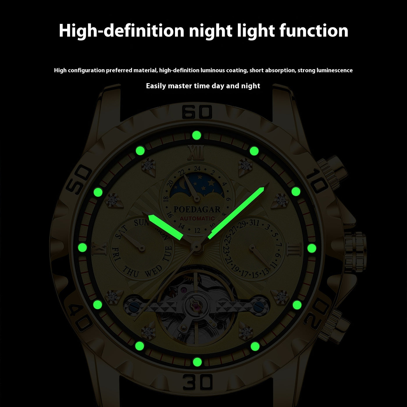 Stylish mechanical waterproof watch for men