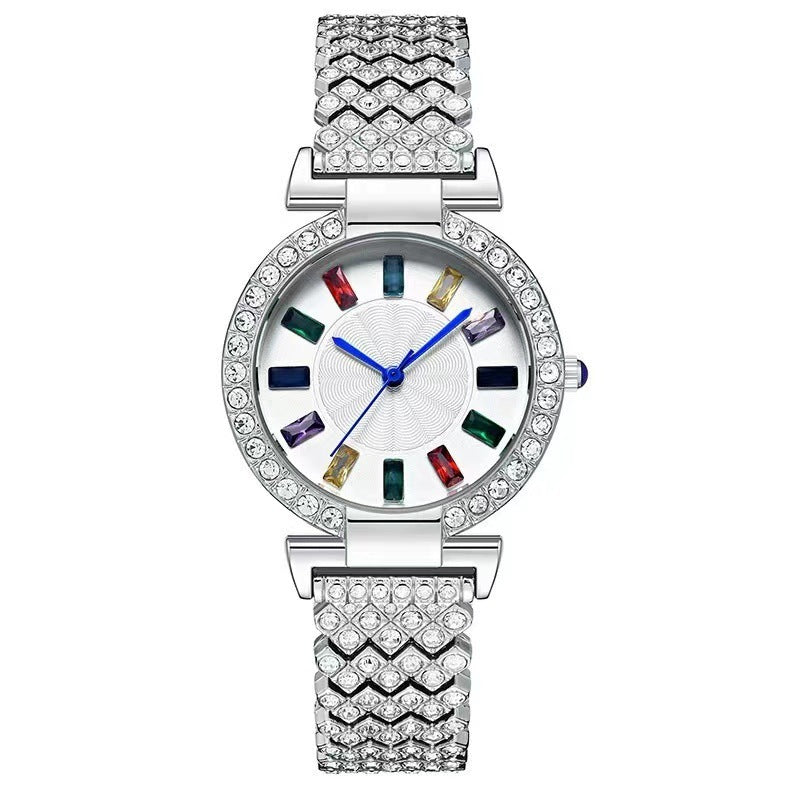 Stylish diamond-studded fashion wristwatch