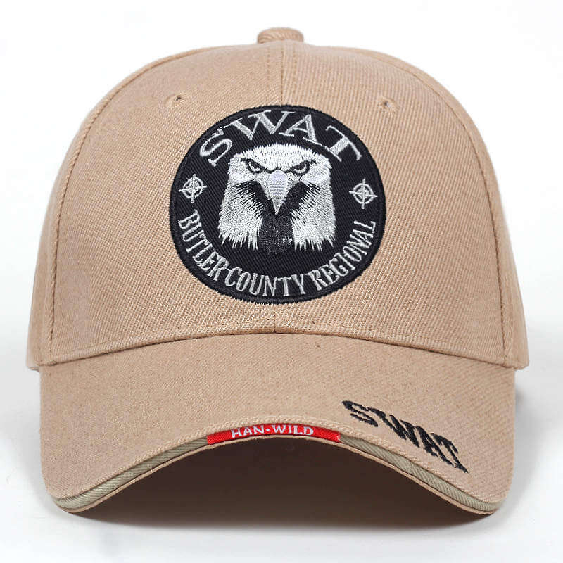 Fashion casual SWAT cap with eagle embroidery, ideal for outdoor activities, unisex design by BONEHEAD PRO-CREATIONS.