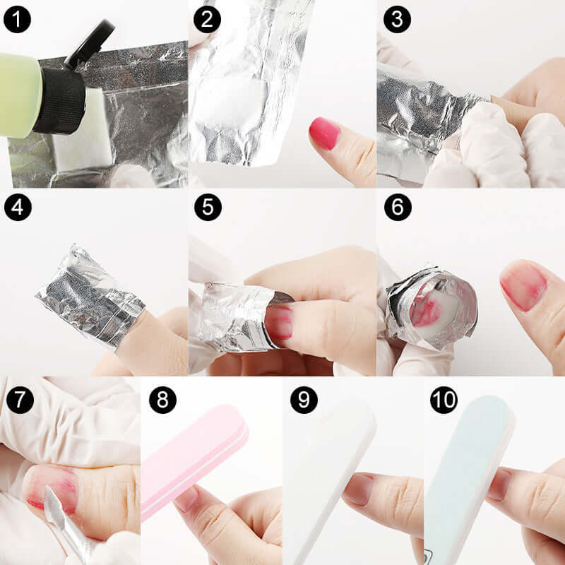 Step-by-step guide for using nail water gel remover with illustrated instructions for best results.