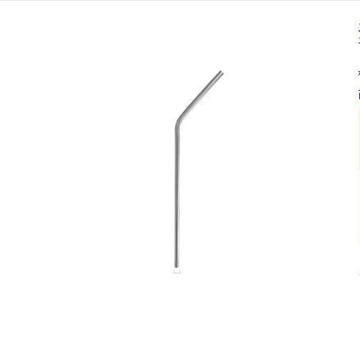Stainless steel reusable straw with a bent design for eco-friendly drinking.
