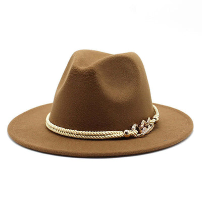 Stylish brown women's fedora hat with rope detail from BONEHEAD PRO-CREATIONS, perfect for vintage fashion enthusiasts.