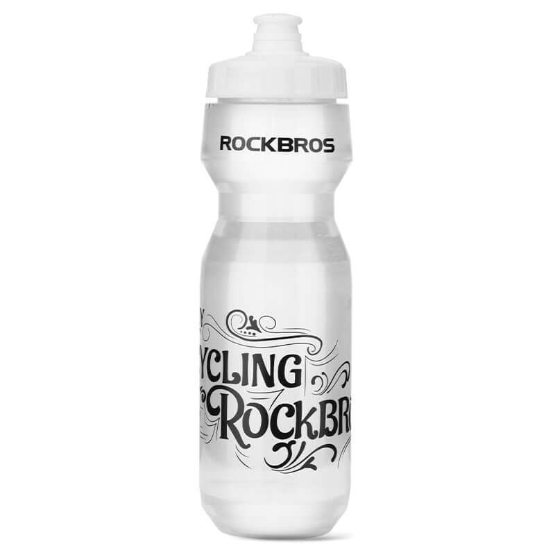 Transparent cycling water bottle with logo, ideal for mountain and road biking, 750ml capacity.
