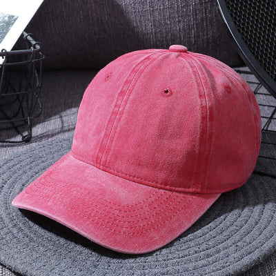 Washed red baseball cap for men and women, Cotton baseball hat, outdoor distressed sun hat by BONEHEAD PRO-CREATIONS.