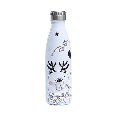 Creative stainless steel water cup with bear design, 500ml capacity, perfect for stylish hydration on the go.