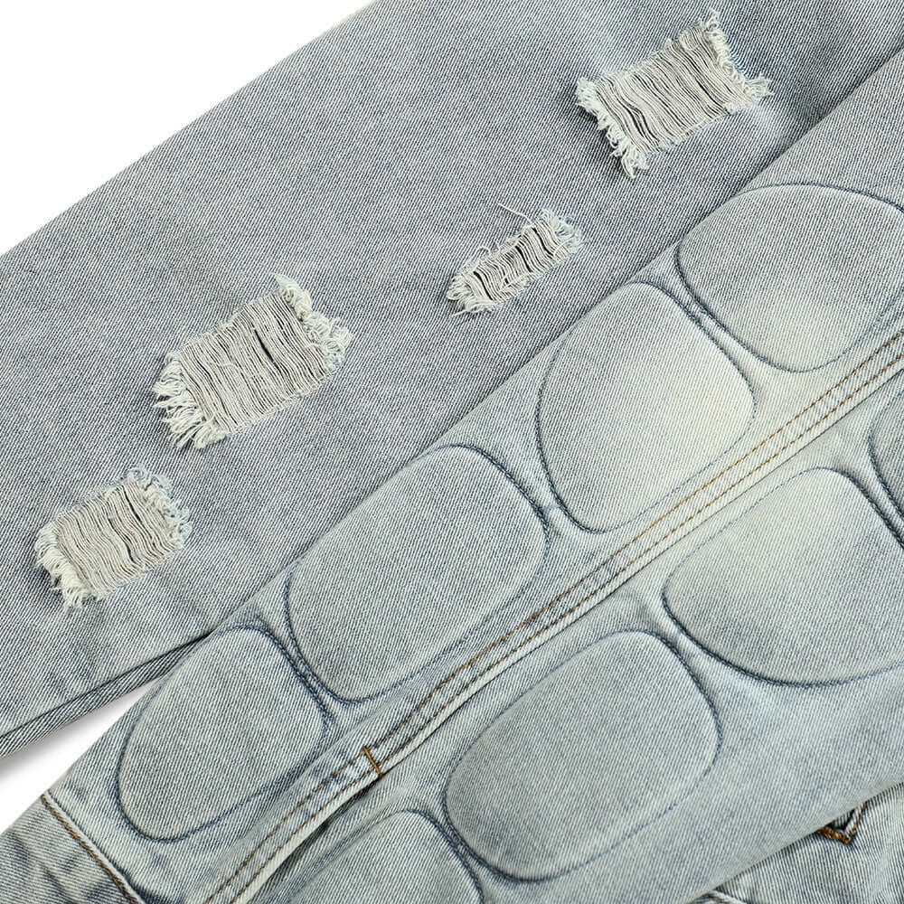 Men’s biker denim jacket with skeleton design