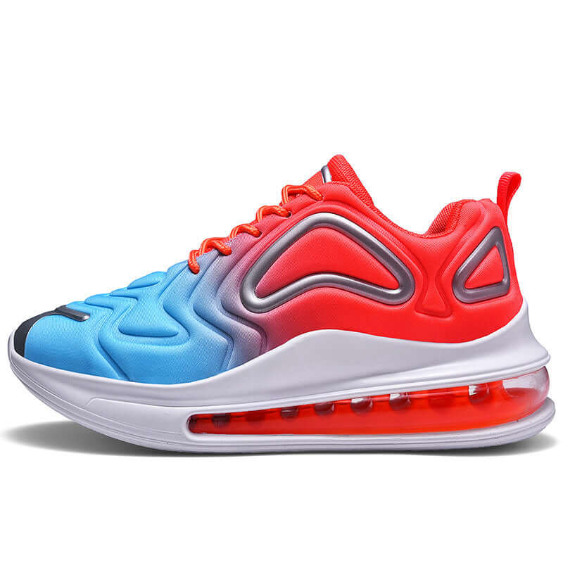 BONEHEAD PRO-CREATIONS sports shoes in vibrant blue and red color with unique design and air cushioning.