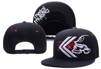 Black adjustable baseball cap for men and women with hip hop style and metal music design.