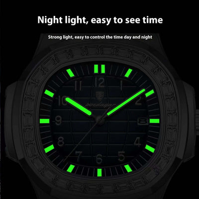 Men's luxury watch with luminous hands for easy time viewing day and night by BONEHEAD PRO-CREATIONS.