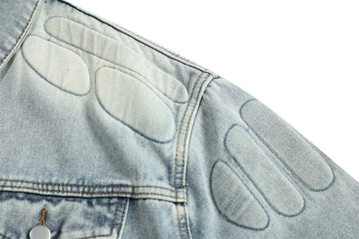 Rock-inspired skull denim jacket for men