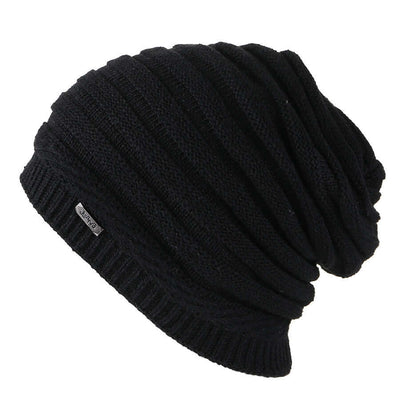 Fashionable black ribbed beanie from BONEHEAD PRO-CREATIONS, perfect for stylish warmth and comfort.