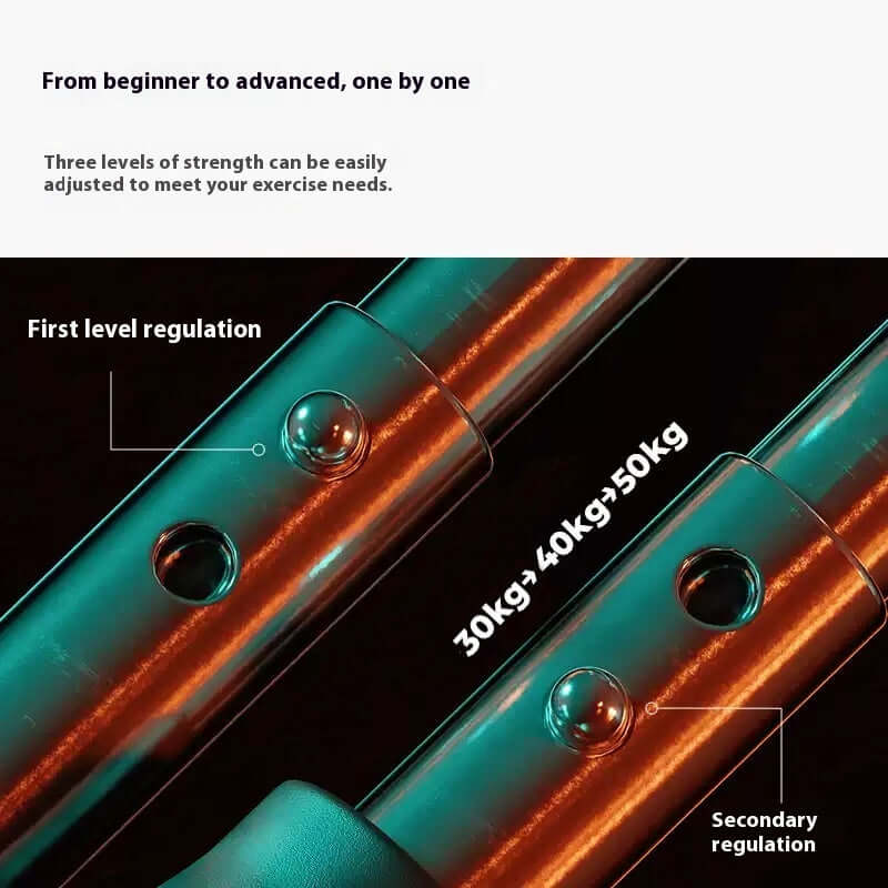 BONEHEAD PRO-CREATIONS adjustable arm strengthener showing three levels of strength regulation for customized workouts.