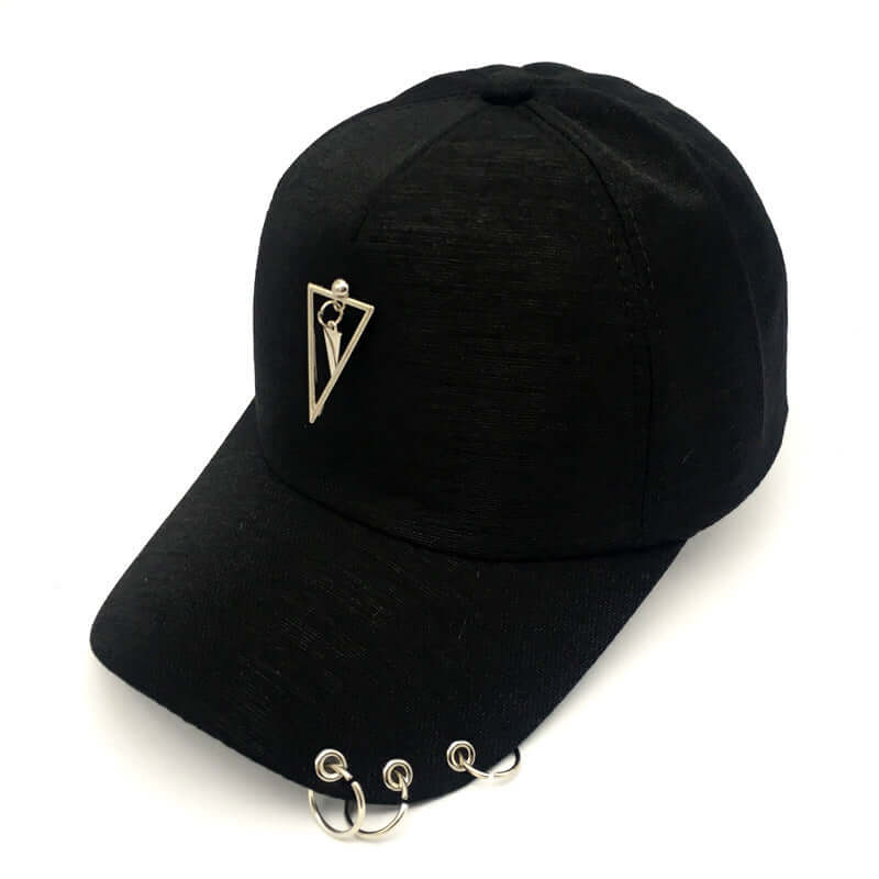 Black baseball cap by BONEHEAD PRO-CREATIONS with rivet details, adjustable fit, and stylish design for men and women.