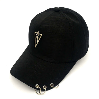 Black baseball cap by BONEHEAD PRO-CREATIONS with rivet details, adjustable fit, and stylish design for men and women.
