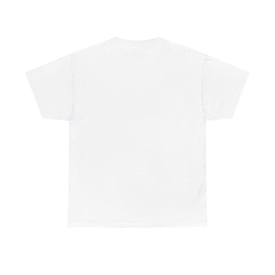 Back view of a plain white unisex heavy cotton tee by BONEHEAD PRO-CREATIONS, ideal for casual wear and gifting.