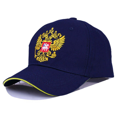 Navy blue cap with embroidered eagle design, perfect for spring and summer, by BONEHEAD PRO-CREATIONS.