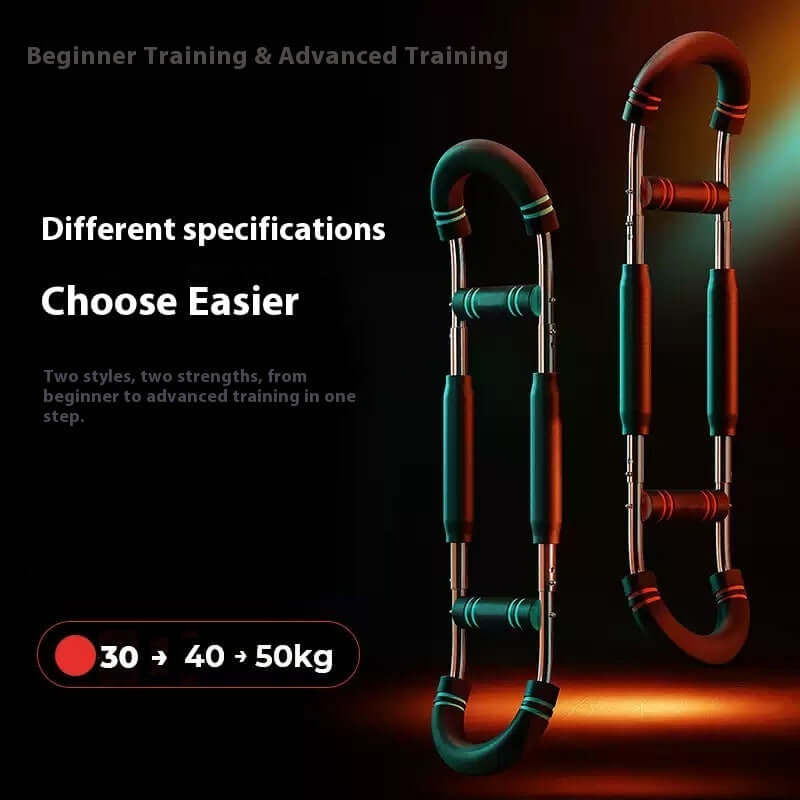BONEHEAD PRO-CREATIONS adjustable arm strengthener with different specifications for beginner and advanced training.