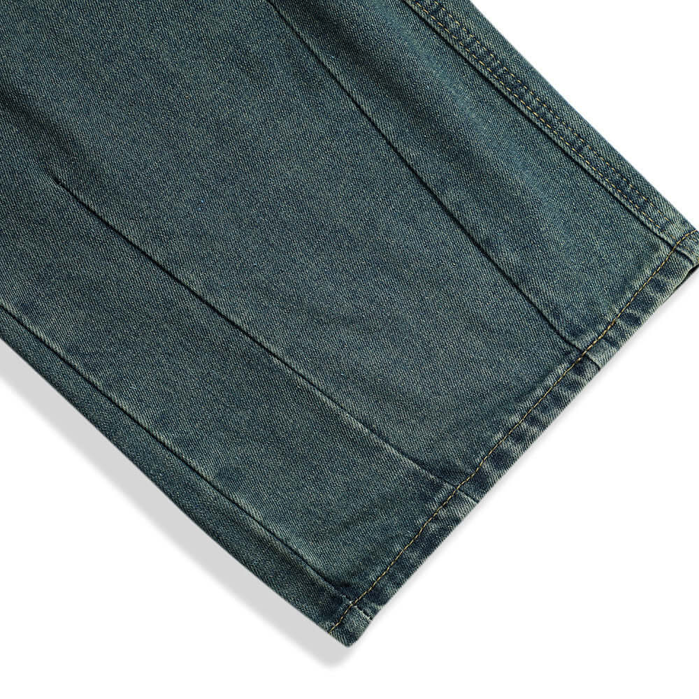 Blue denim trousers for men, showcasing quality fabric and detailed stitching craftsmanship.