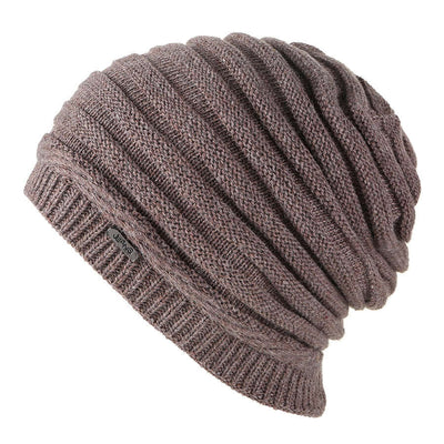 Fashionable ribbed brown beanie from BONEHEAD PRO-CREATIONS, perfect for warmth and style in cooler weather.