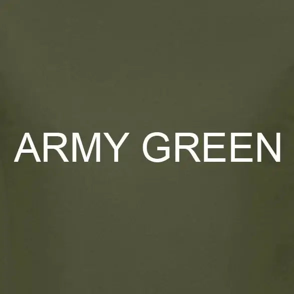 Army Green casual T-shirt featuring bold white text on an olive green background.