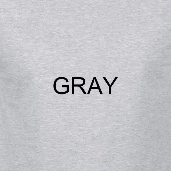 Gray T-shirt featuring bold black text saying 'GRAY' on a light gray fabric background.