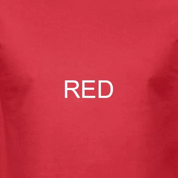 Red t-shirt featuring the word 'RED' in white text, ideal for casual wear.