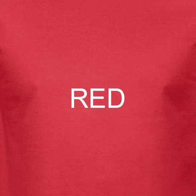 Red t-shirt featuring the word 'RED' in white text, ideal for casual wear.