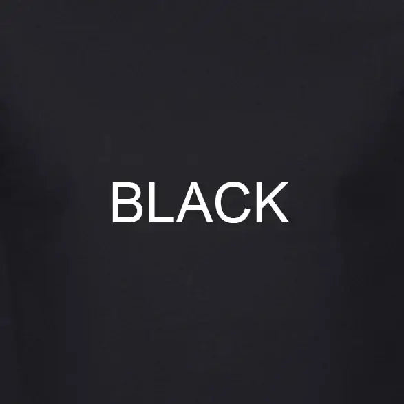 Black t-shirt featuring bold white text reading 'BLACK' on a solid black background.