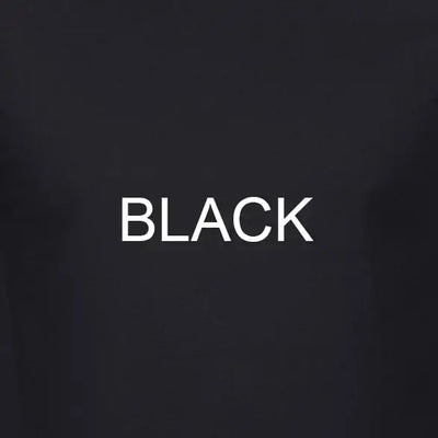 Black t-shirt featuring bold white text reading 'BLACK' on a solid black background.
