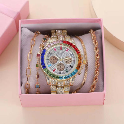 Fashionable diamond-studded wristwatch for women